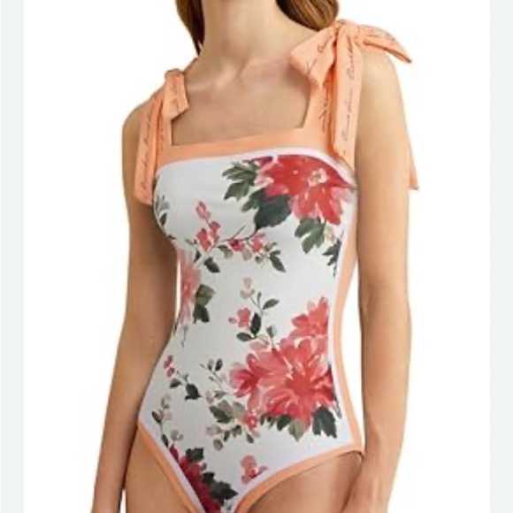 visual swim Other - Visual Swim Reversible Floral One-Piece Swimsuit with Tie Straps size M